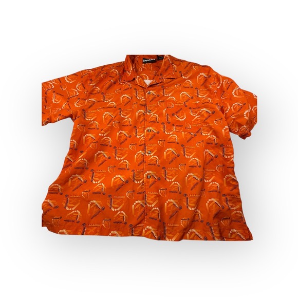 Vintage PACO DESIGN Orange All Over Print Short Sleeve Button‎ Up Shirt Mens XXL - Picture 8 of 10